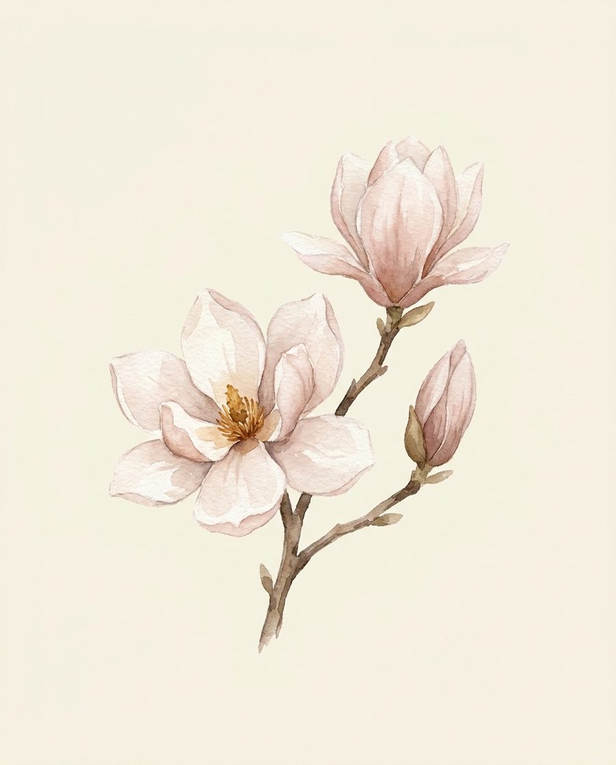 Magnolia, affiche botanique