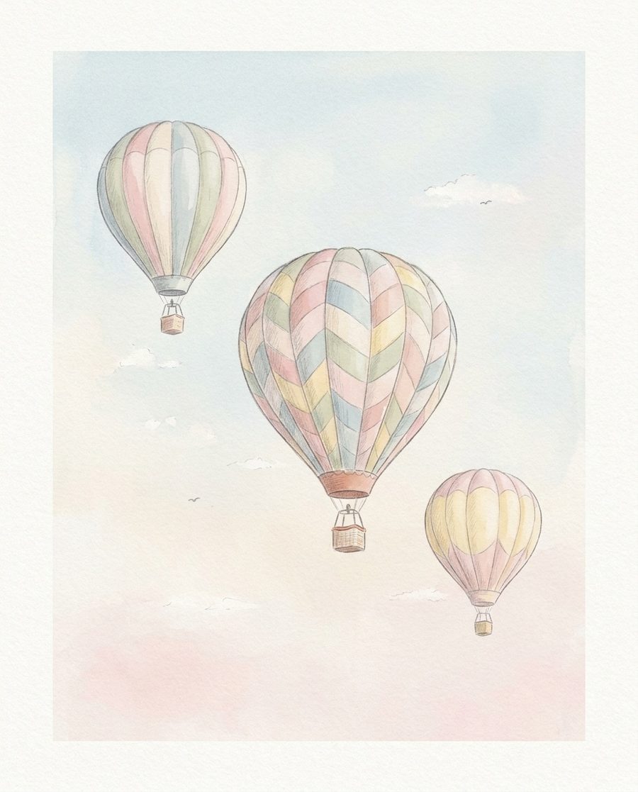 Montgolfières, affiche enfance