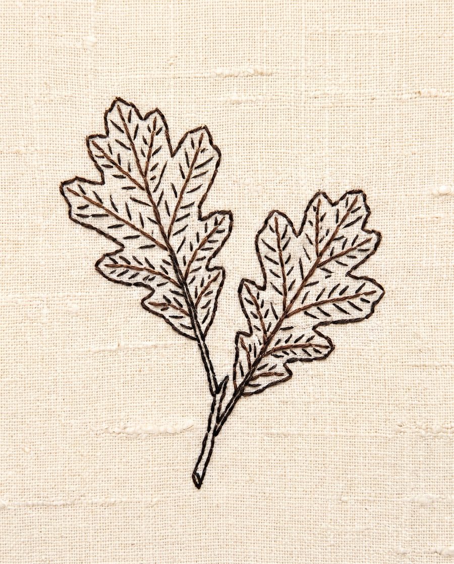 Feuilles brodées, affiche botanique