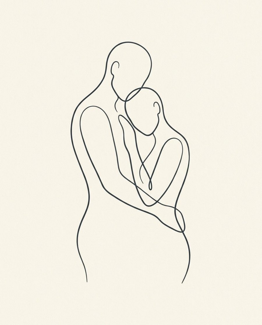 Deux silhouettes, affiche line art