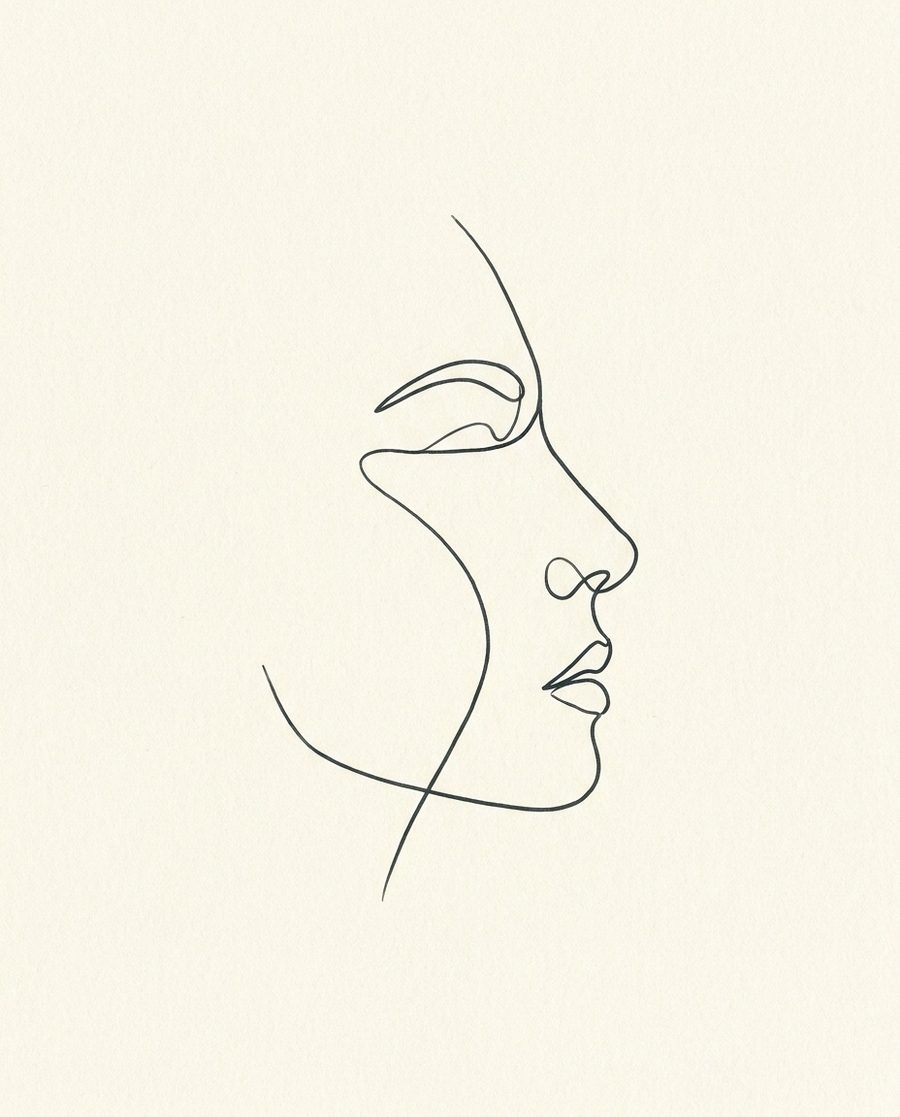 Visage au trait, affiche line art