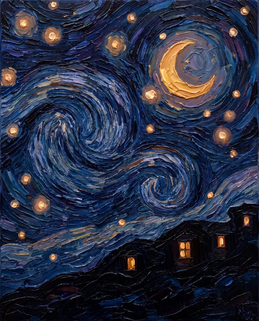 Nuit étoilée, affiche paysage