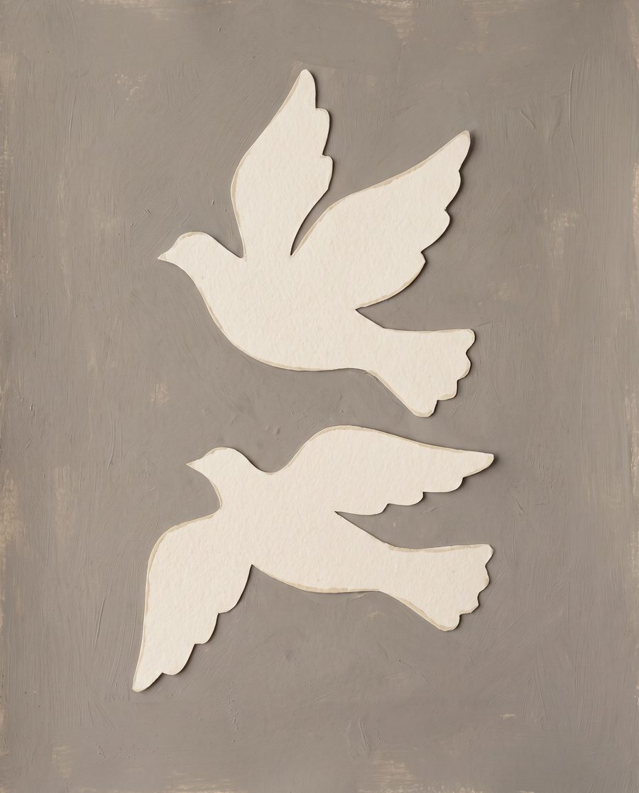 Oiseaux découpés, affiche abstraite