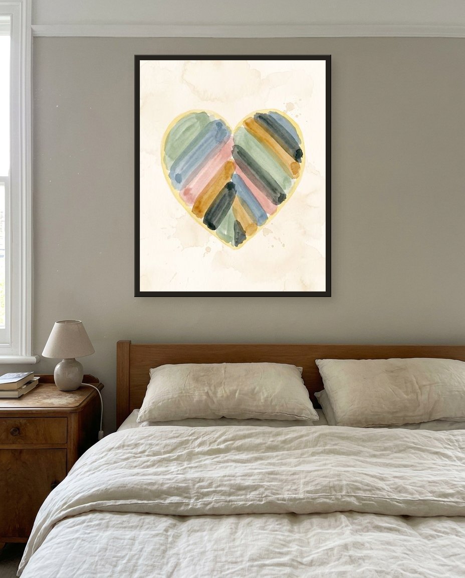 Cœur aquarelle, chambre parentale