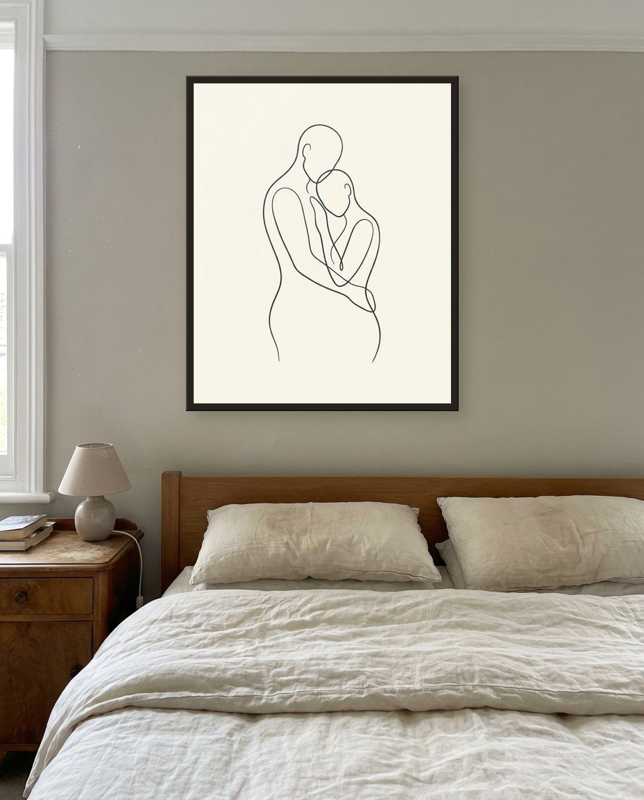 Deux silhouettes, chambre parentale