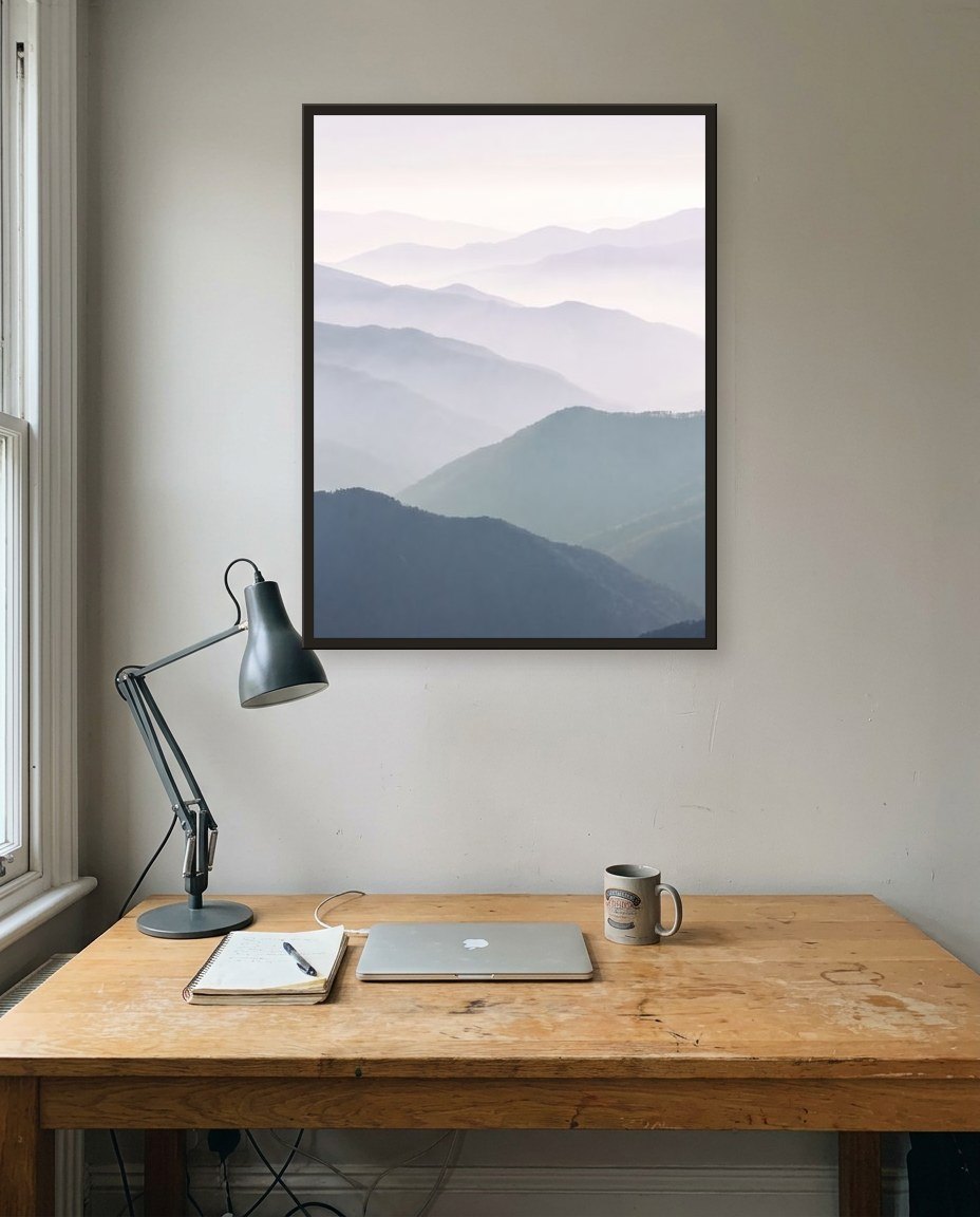Les montagnes bleues · panneau centre, bureau