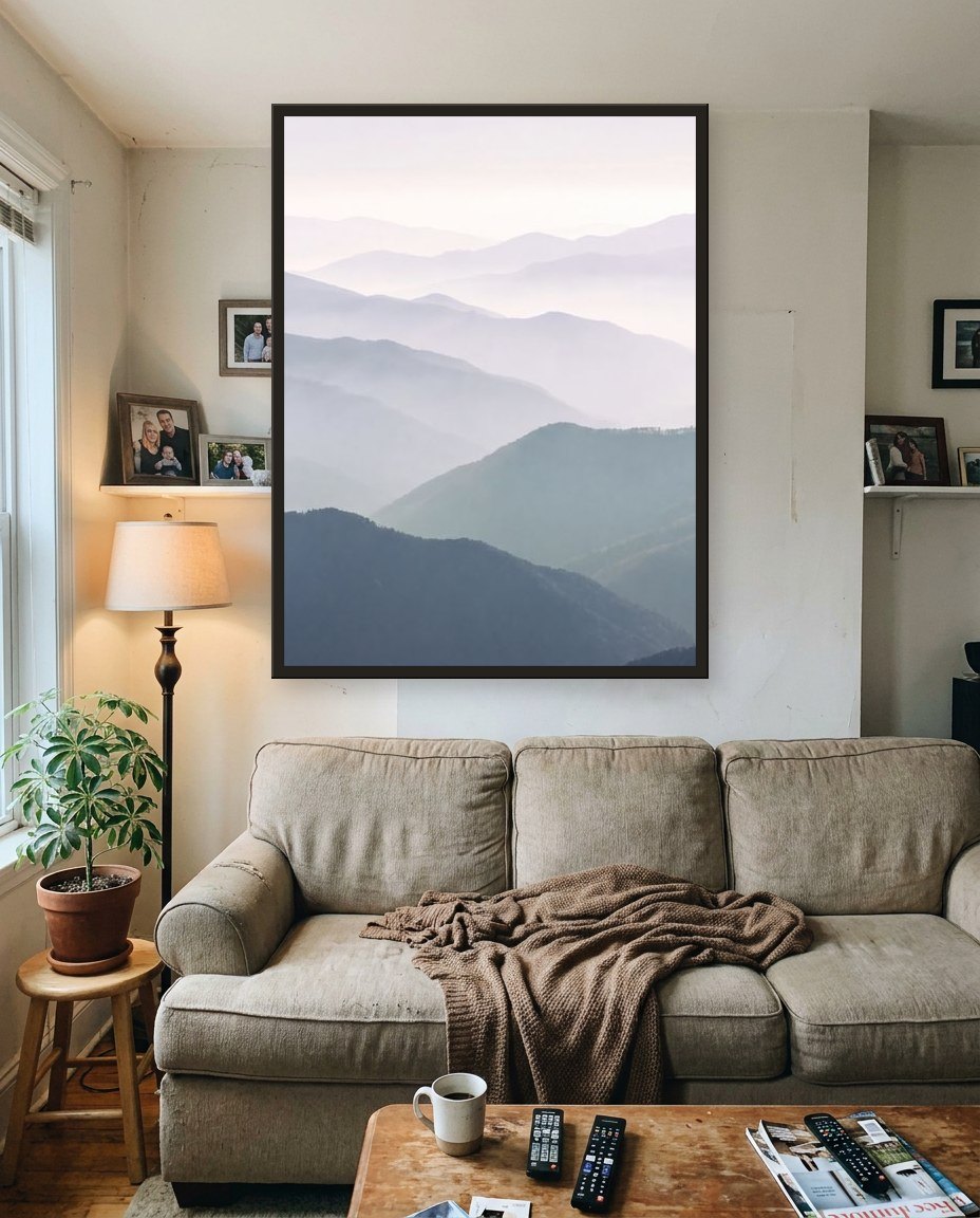 Les montagnes bleues · panneau centre, salon