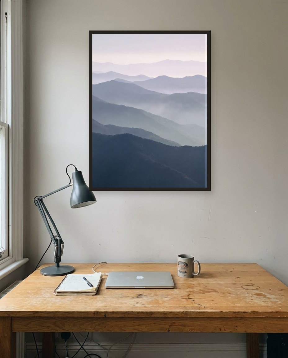 Les montagnes bleues · panneau gauche, bureau