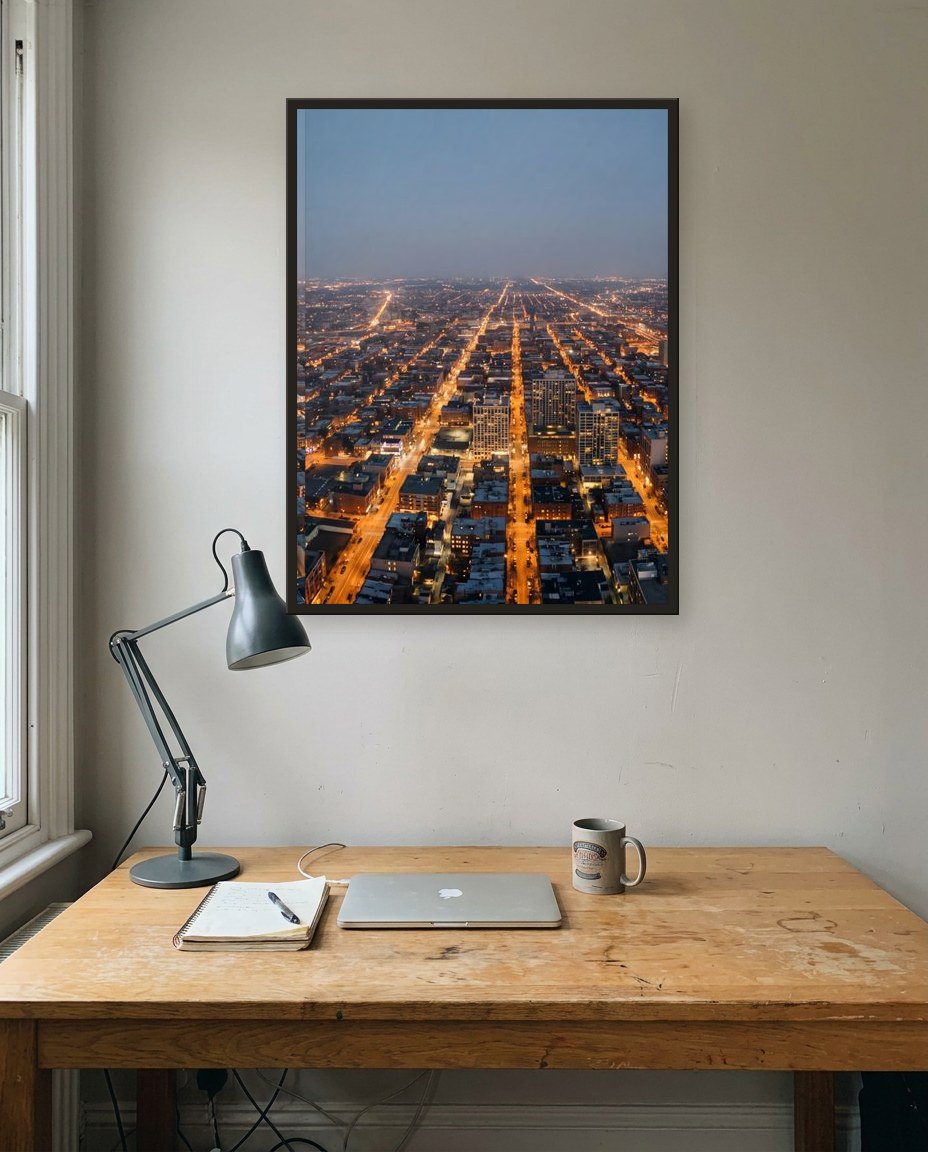 La ville vue du ciel · panneau droite, bureau