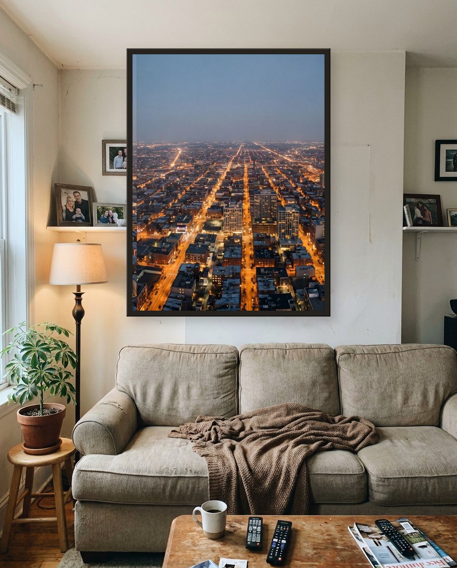 La ville vue du ciel · panneau droite, salon