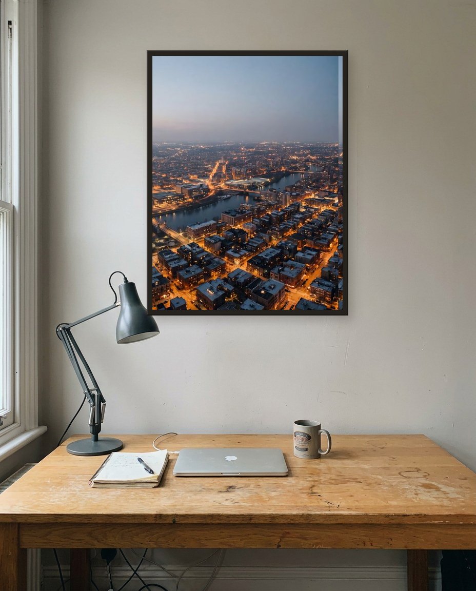 La ville vue du ciel · panneau gauche, bureau