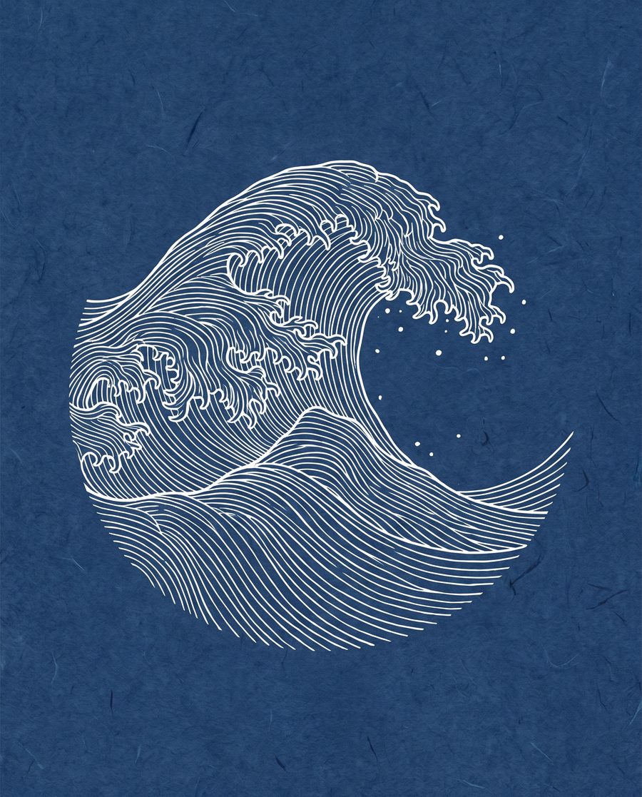 La vague au trait, affiche line art