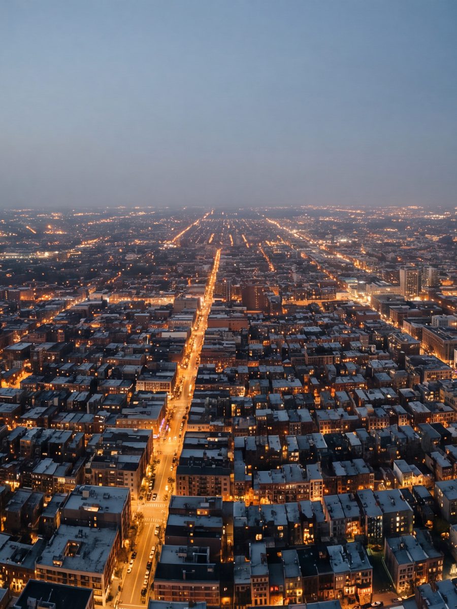 La ville vue du ciel · panneau centre