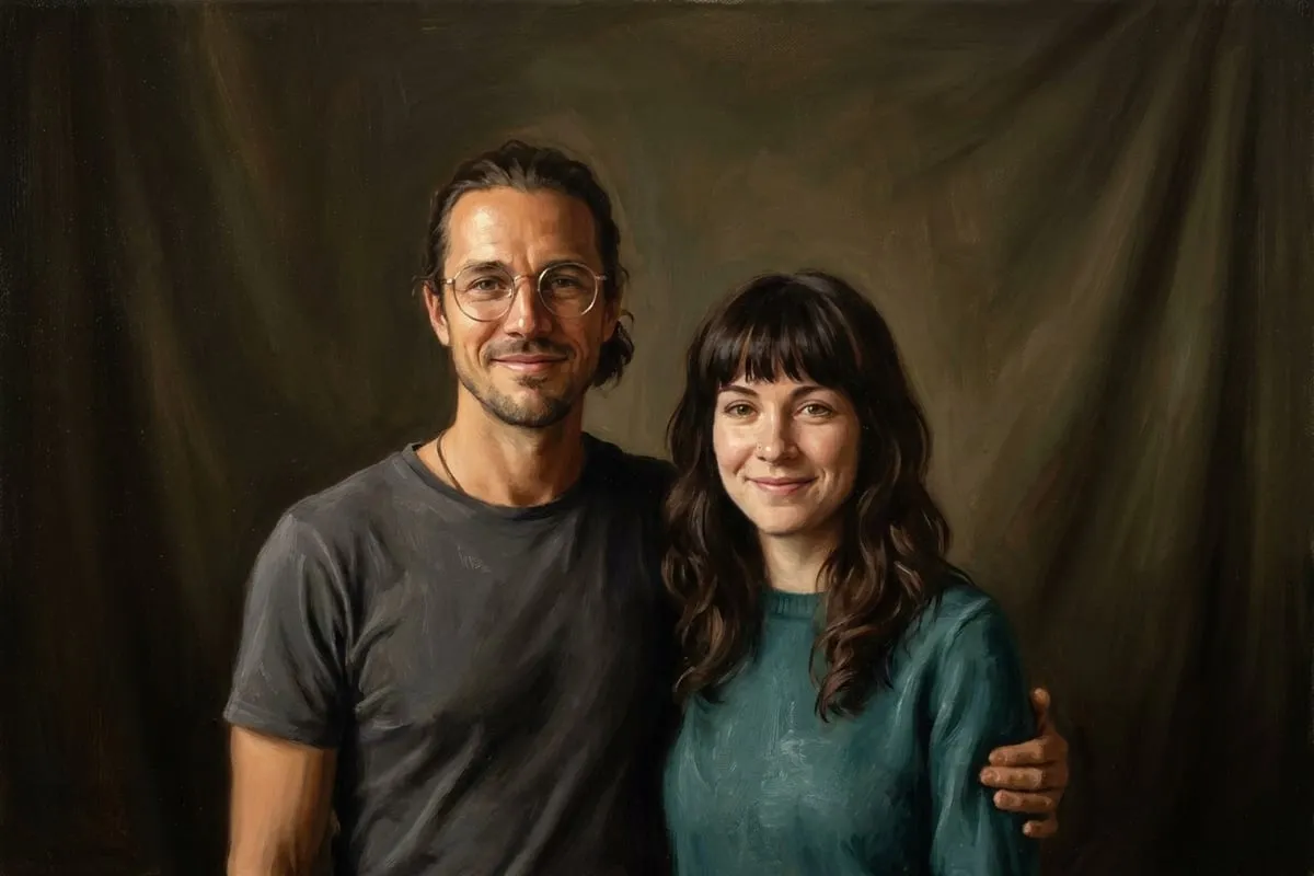 Portrait de couple peint à l’huile, un cadeau de Saint-Valentin personnalisé pour elle