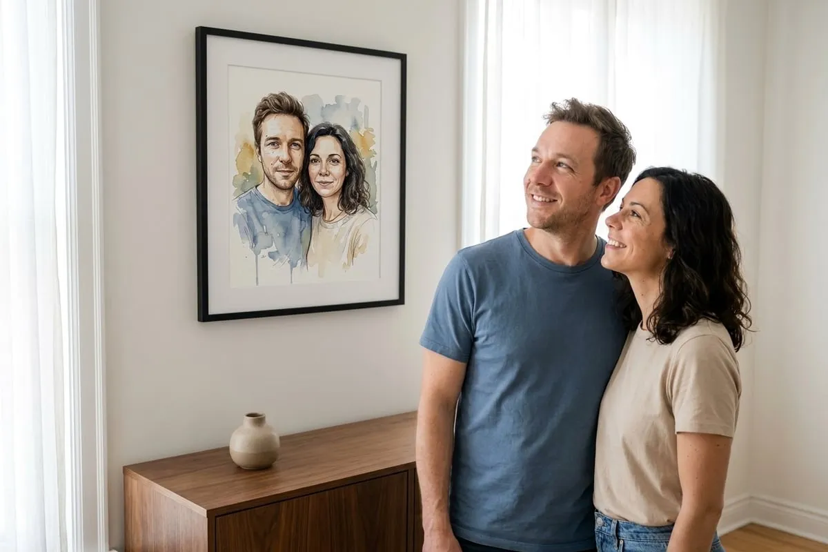Portrait de couple personnalisé Lullae, imprimé en tableau, offert pour la Saint-Valentin