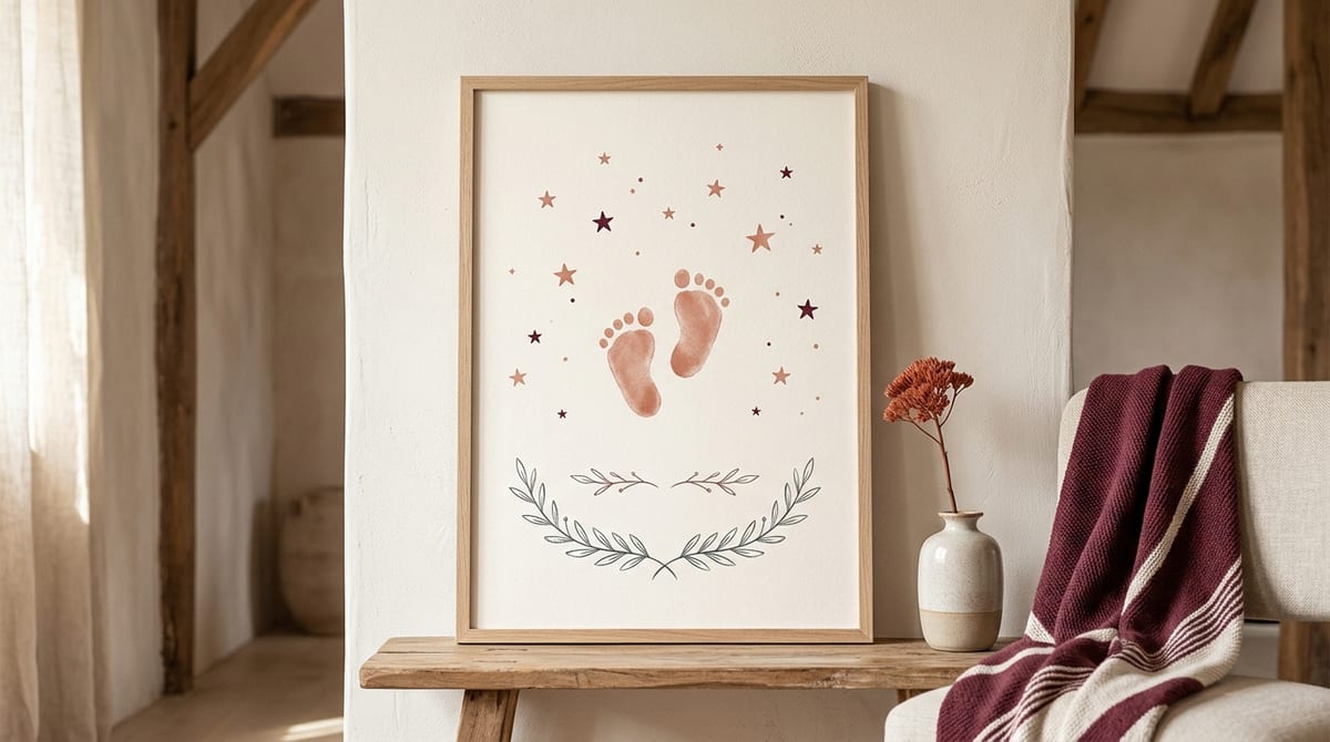 Affiche de naissance avec prénom et mesures de bébé