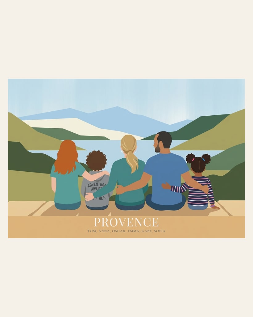 Famille de dos (Paysage), affiche personnalisée famille