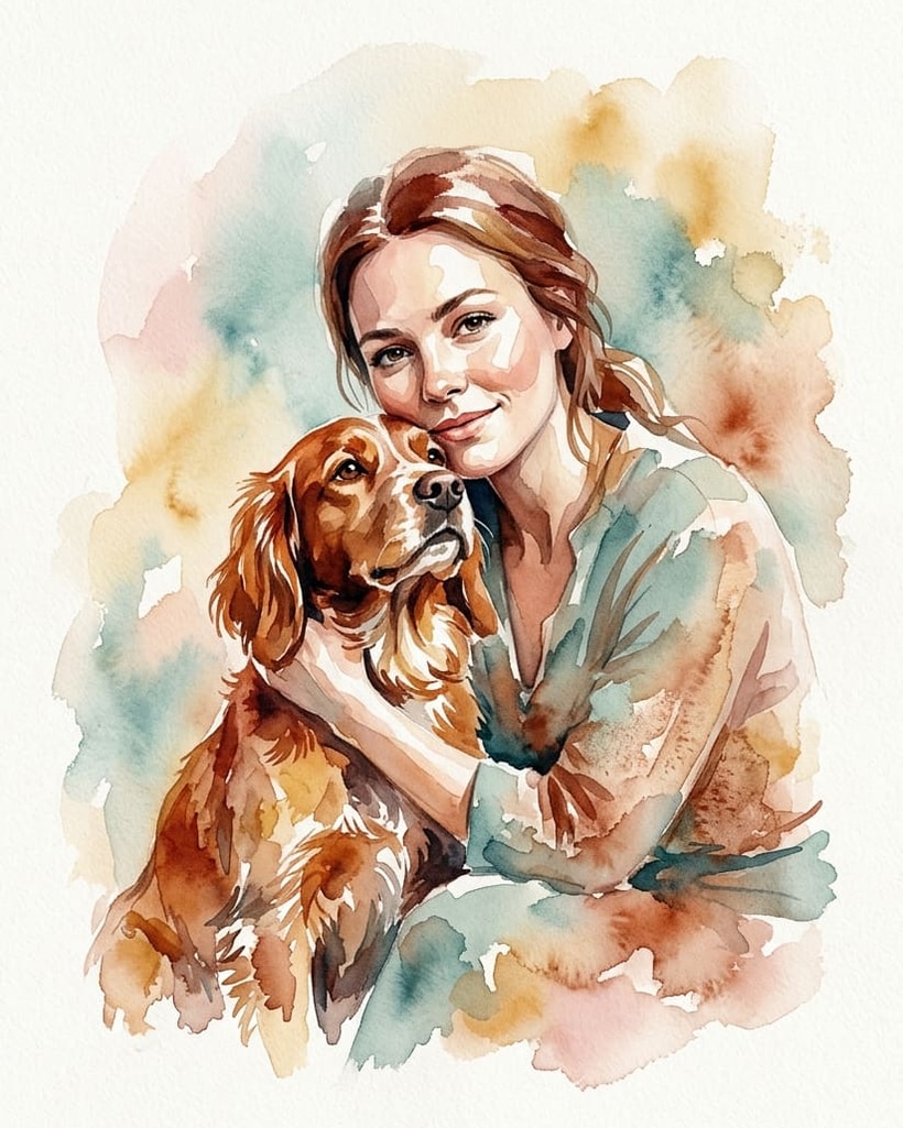 Portrait animal, style Aquarelle