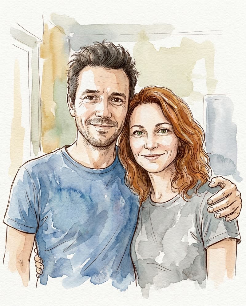 Exemple : Aquarelle & encre