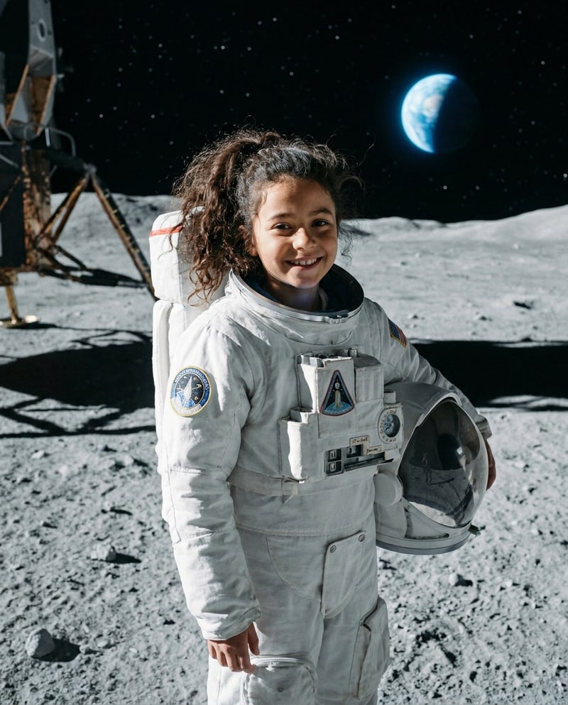 Portrait d’enfant, univers Astronaute